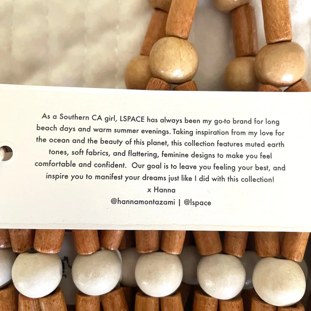 NWT l*space Wooden Bead Hobo Bag in Natural and Cream - Picture 7 of 10